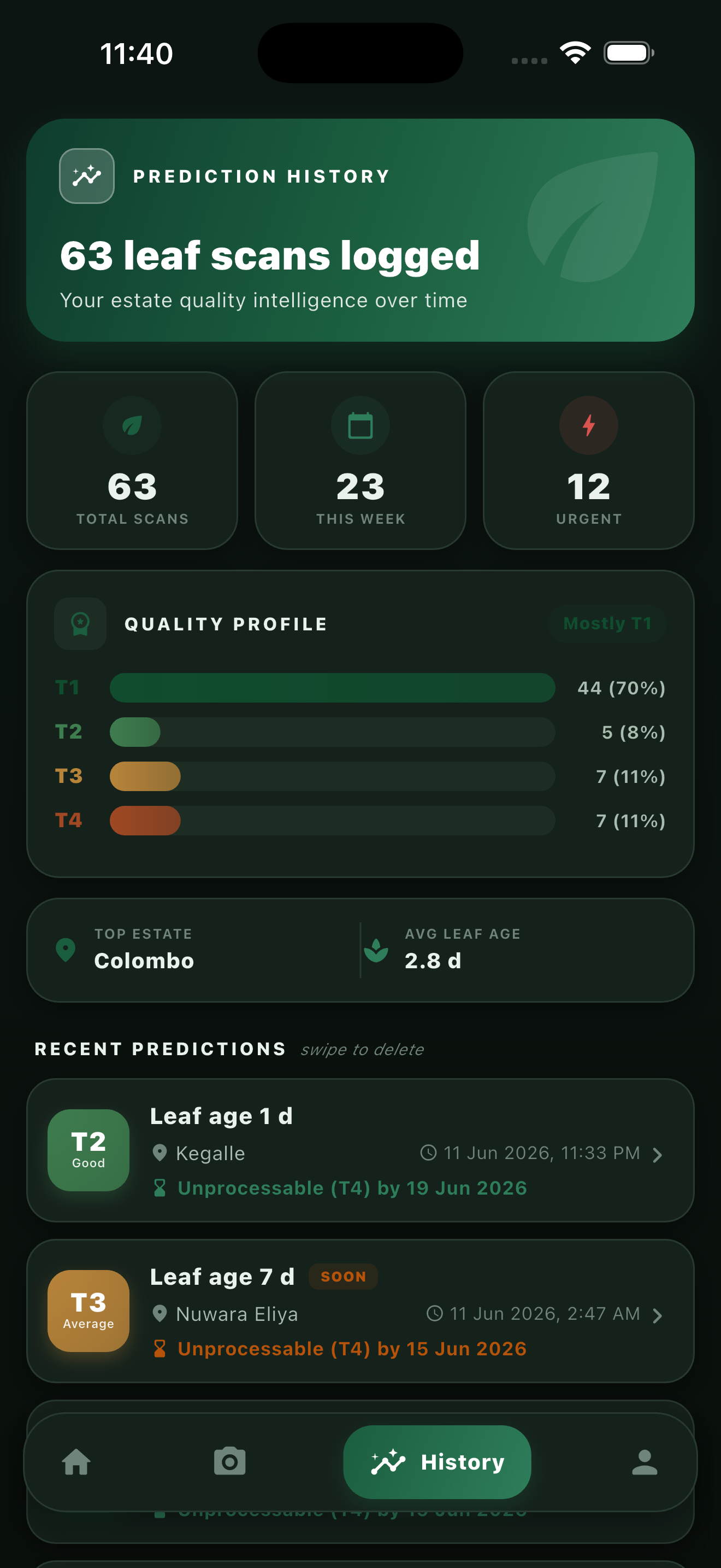 TeaOptima app — Grade result